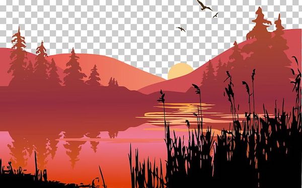 Graphic Image of Sunset at Lake