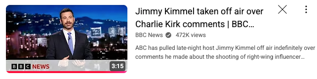 BBC News on Jimmy Kimmel firing