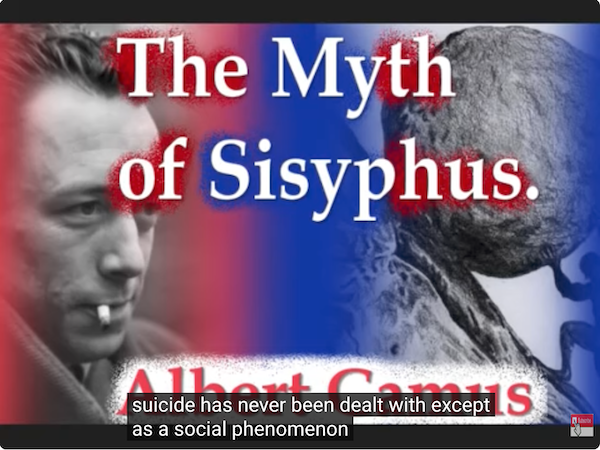 Using closed captioning to read-watch-listen to The Myth of Sisyphus