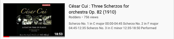César Cui : Three Scherzos for orchestra
