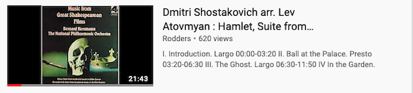 Dmitri Shostakovich: Hamlet, Suite from the film music