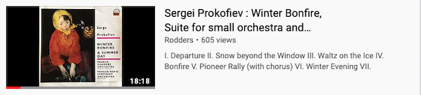 Sergei Prokofiev : Winter Bonfire, Suite for small orchestra and boys' chorus